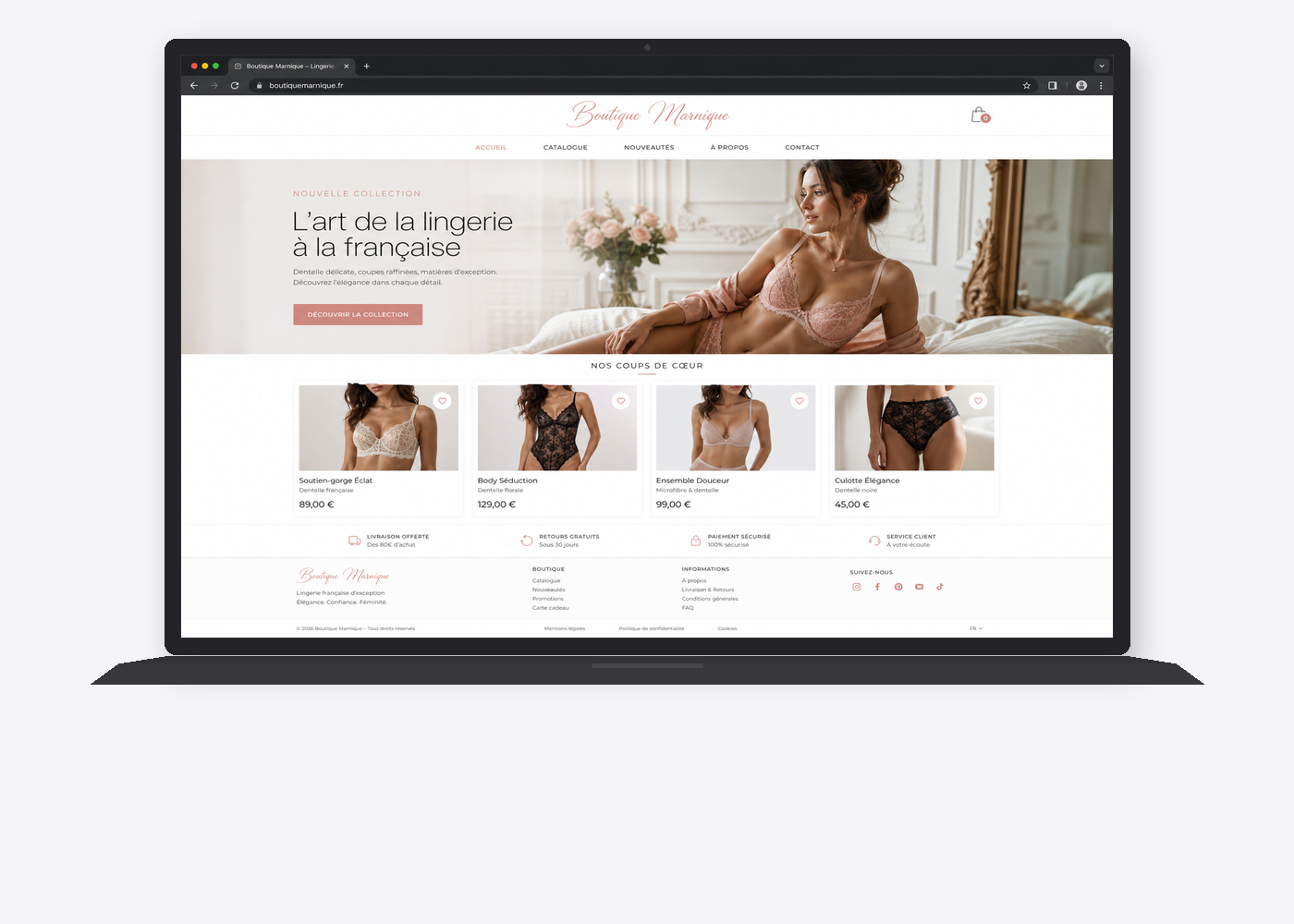 Boutique Marnique nieuwe website — modern luxe e-commerce design met elegante uitstraling