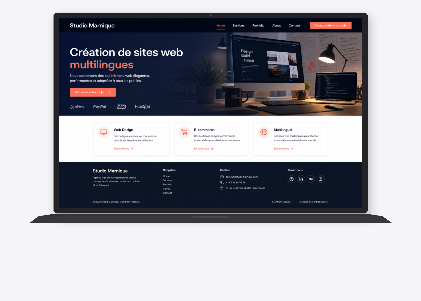 Studio Marnique nieuwe website — modern donker agency design met heldere service-overzichten