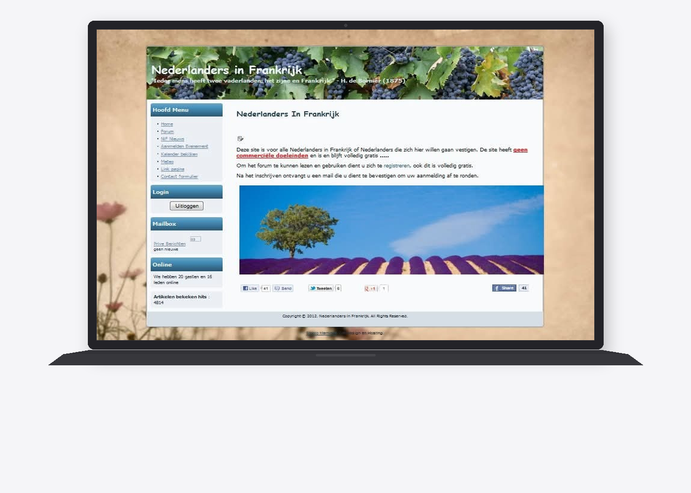 Nederlanders in Frankrijk oude website — verouderd forum design uit 2012